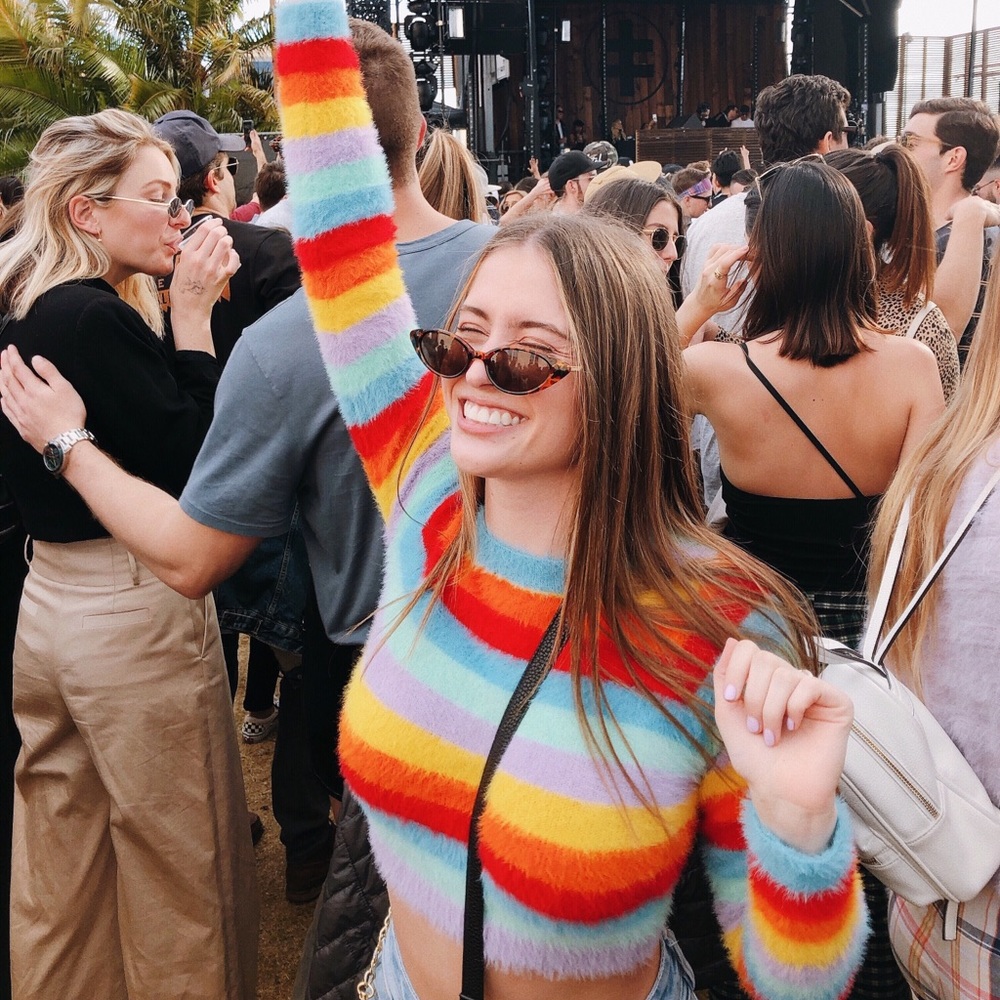 Rainbow fuzzy Urban Outfitters Sweater worn once